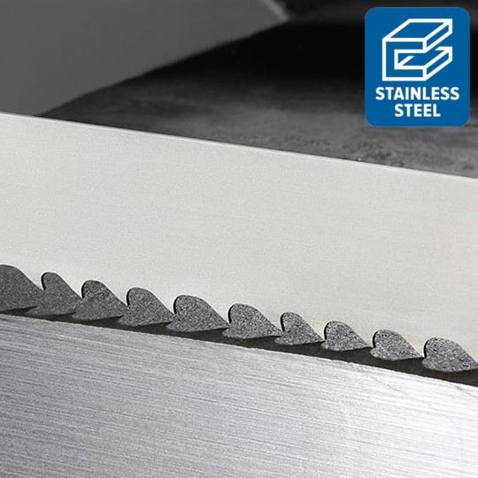 Lame de scie bimétallique M90 pour aciers inoxydables et résistants aux acides – 4570 mm Longueur x 34 x 1,10 mm – 1,8/2,5 TPI avec griffe – Image 2