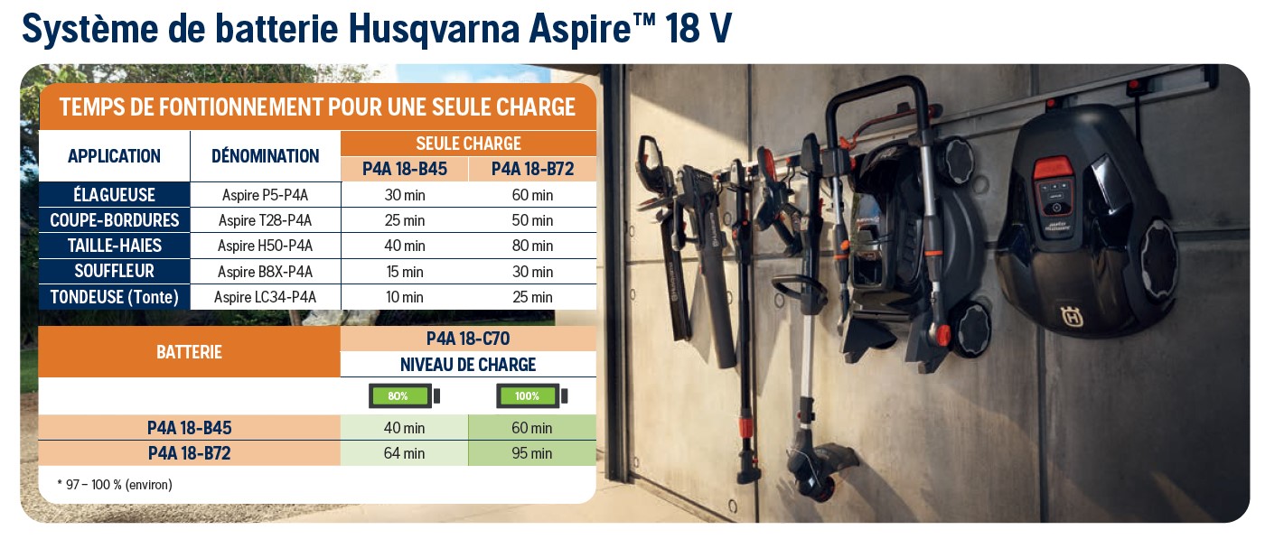 coupe-bordures à batterie HUSQVARNA ASPIRE T28-P4A PACK-B45