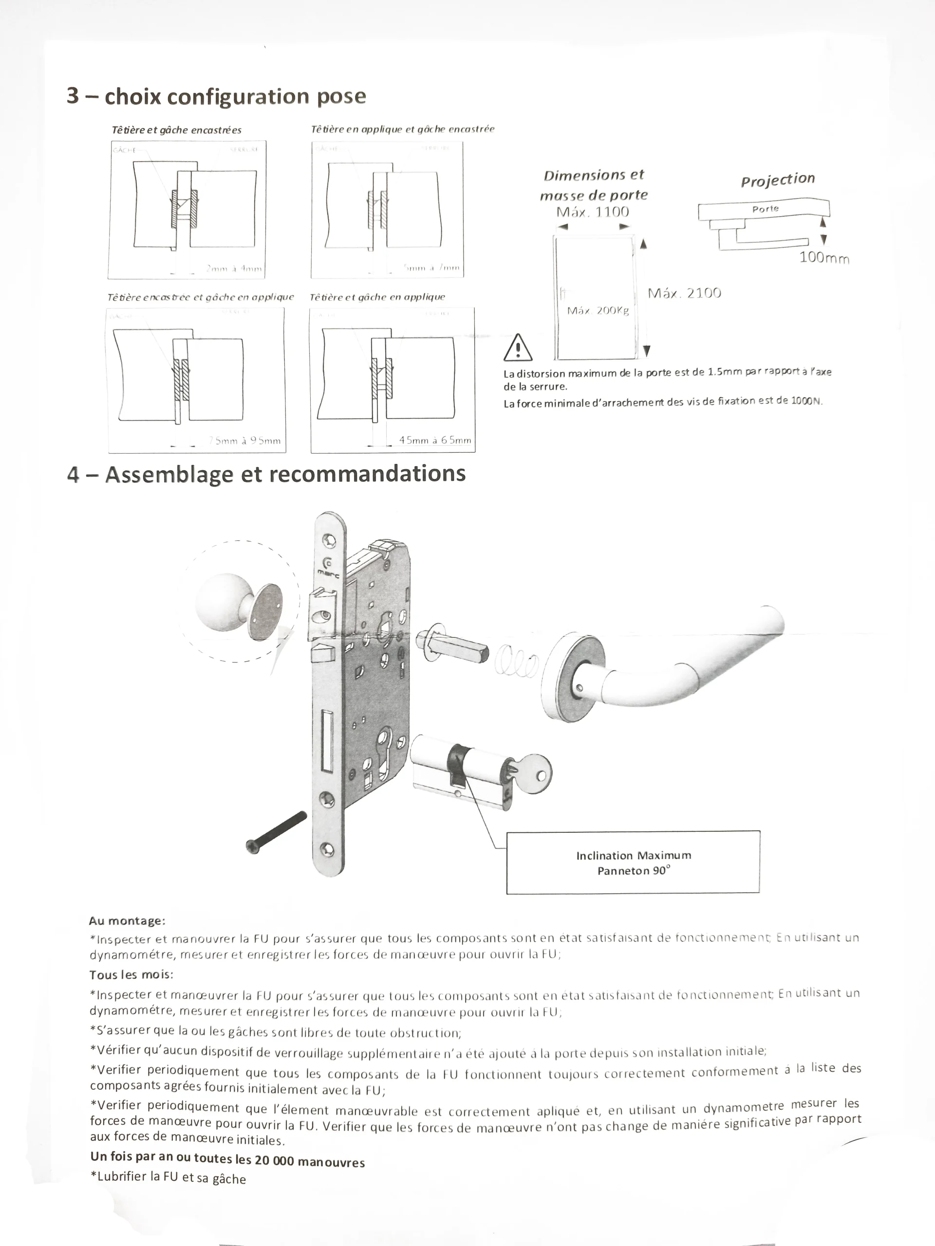 Serrure MARC 825 automatique Axe 50/70 URGENCE