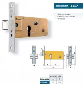 Serrure à larder horizontale axe 60/65 LINCE